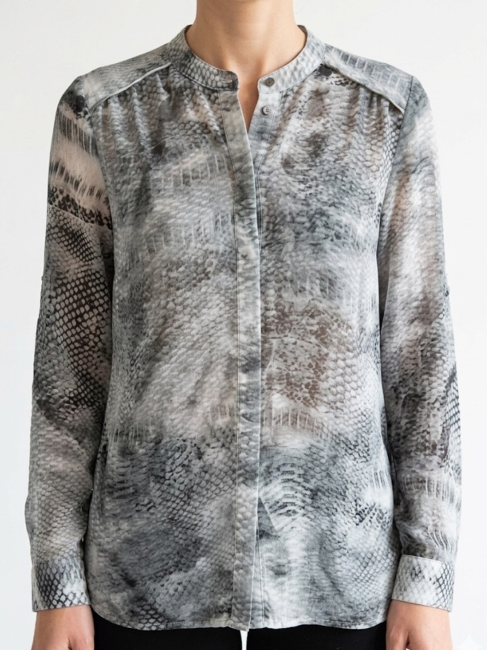 Jennifer Lopez Snake Sheer Blouse – Size S | Y2K Glam | Back Cut Out